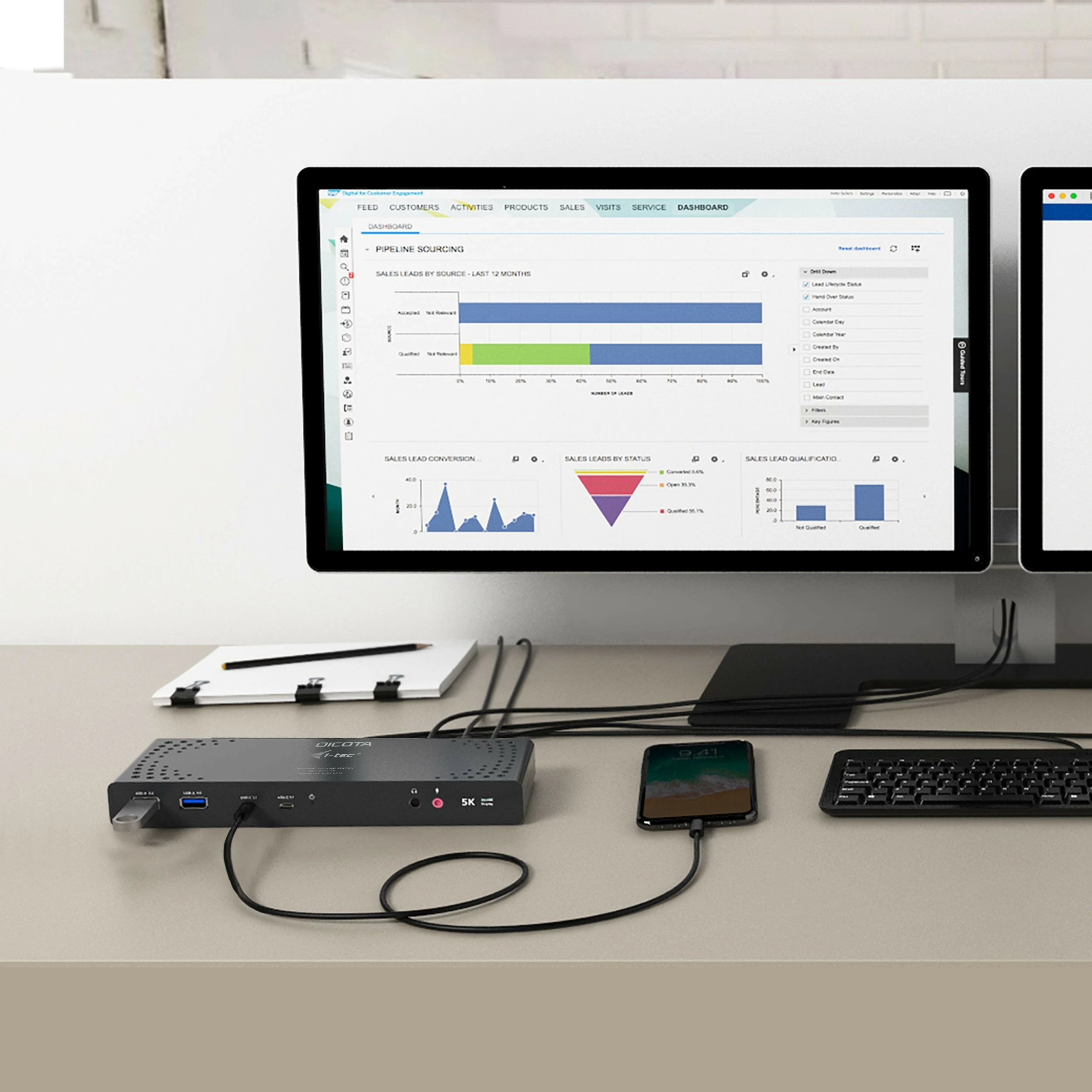 Docking station DICOTA USB-C 13-in-1, 5K HDMI/DP, PD 65W, e zezë