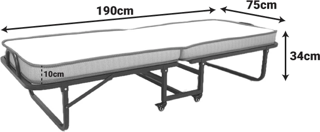 Krevat palosës me dyshek, ngjyrë e zezë, Kamu, 75x190cm