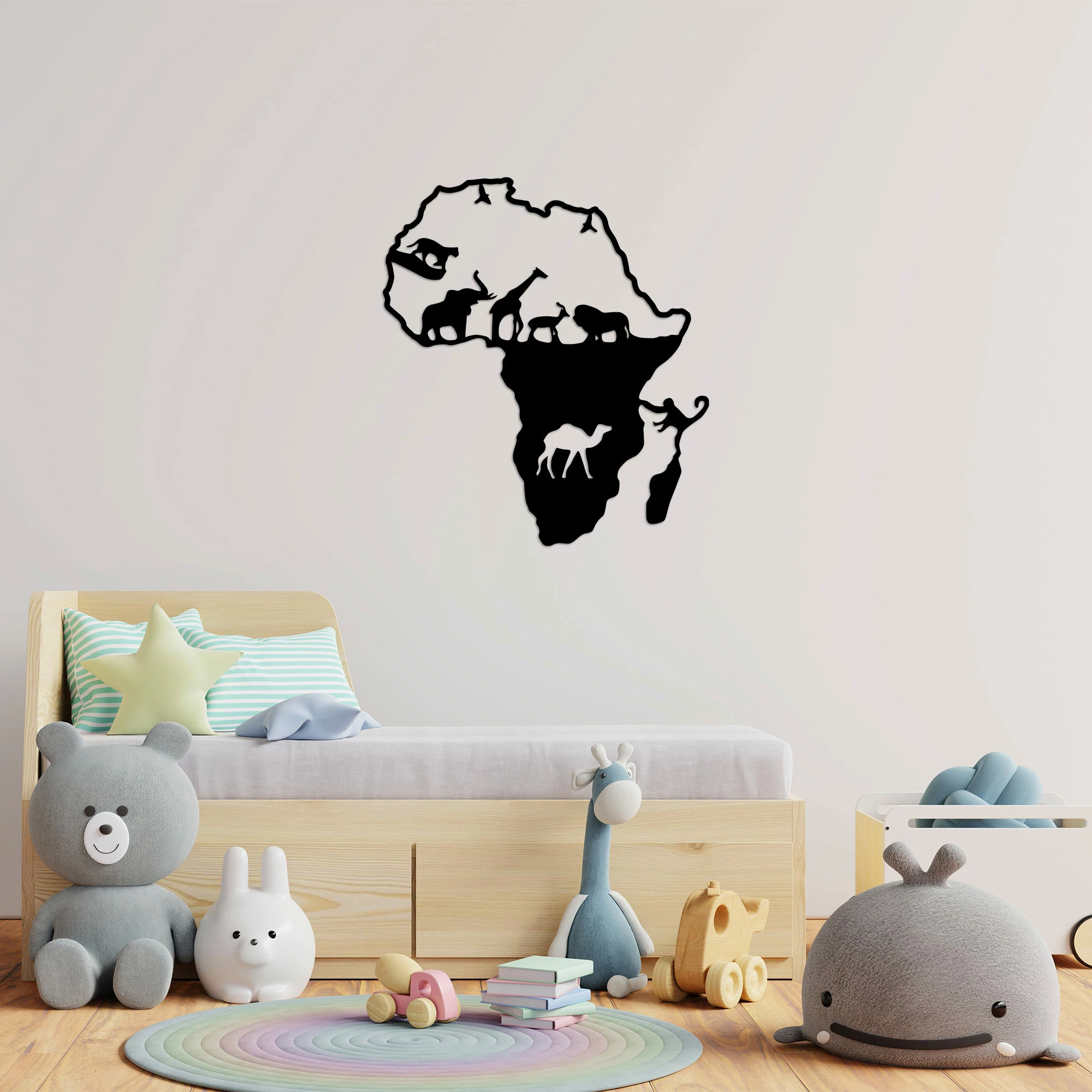 Aksesor dekorativ metalik për mur, kafshët e Afrikës, Wallity, 454