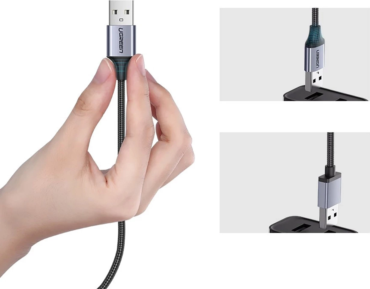 Kabllo Ugreen US290 60148, USB-A në micro USB, 2m, 2.4A, Gri