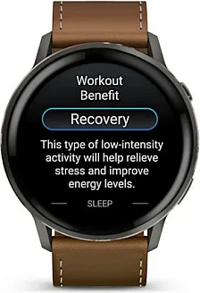 Smartwatch Garmin Venu 4 45mm, AMOLED 1.4", rrip lëkure, slate/kafe