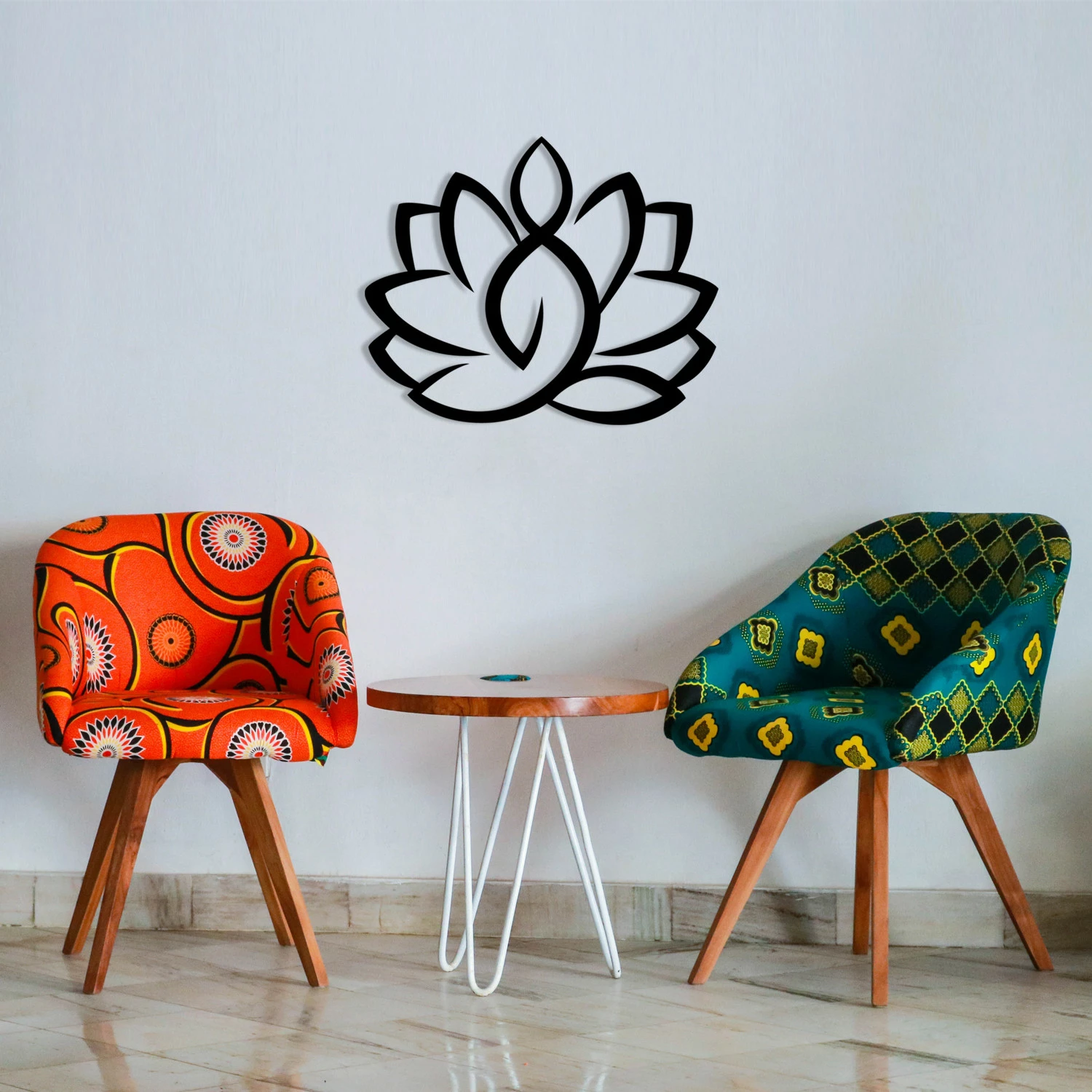 Aksesor dekorativ metalik për mur, lotus, Wallity, M114