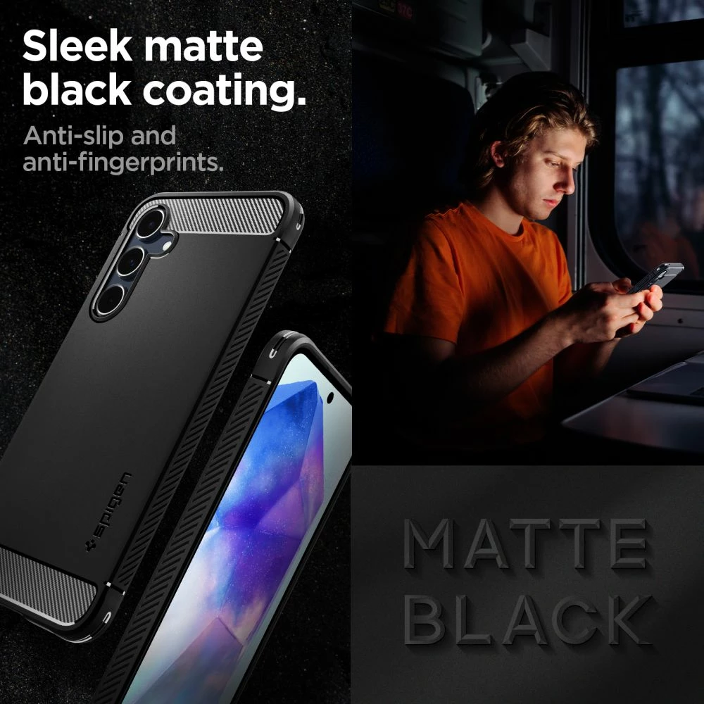 Mbështjellës Spigen Rugged Armor për Samsung Galaxy A55 5G, i zi