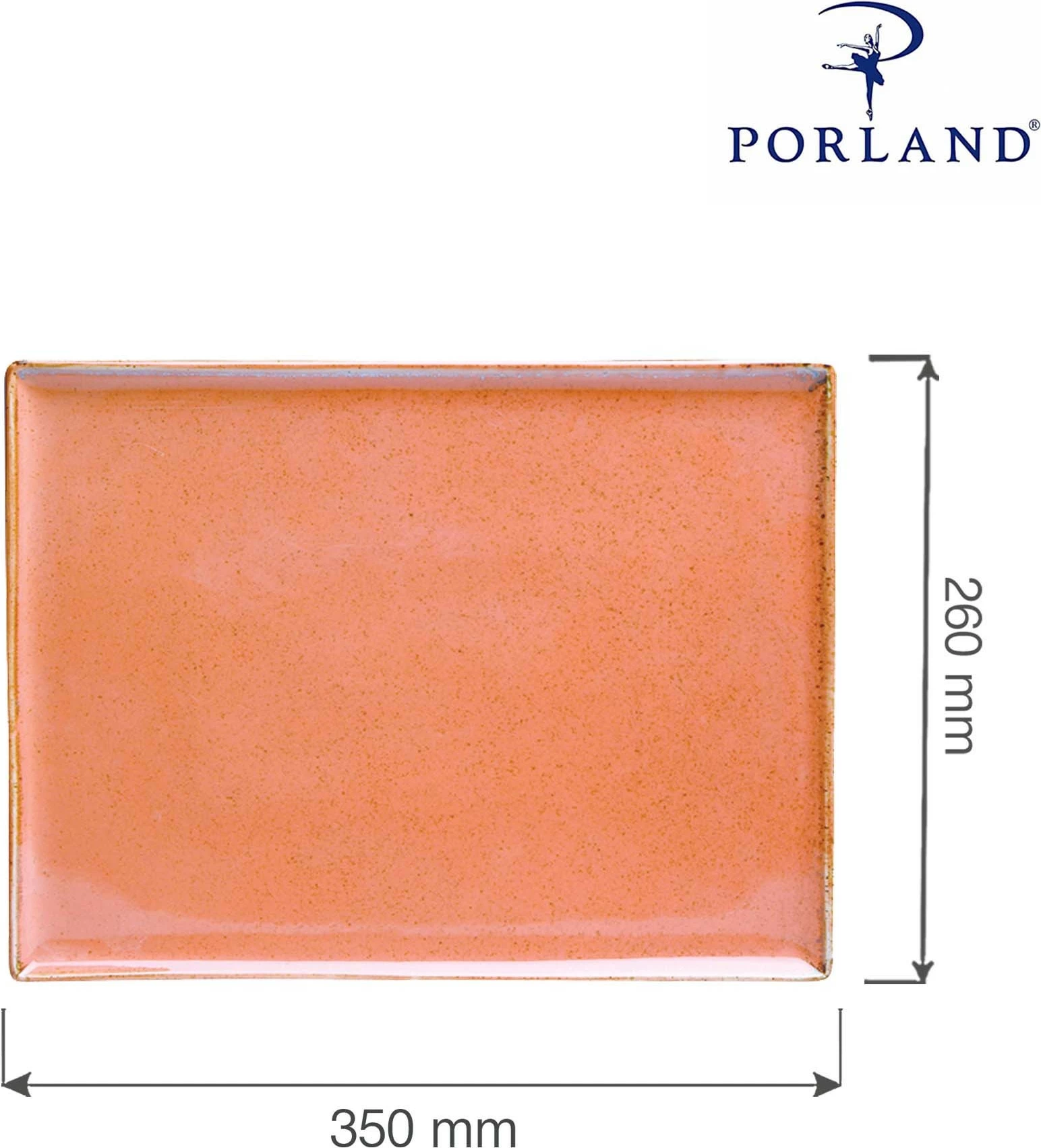 Tabaka drejtkëndore Porland Seasons Amber 350x260 mm, portokalli, set 6 copë