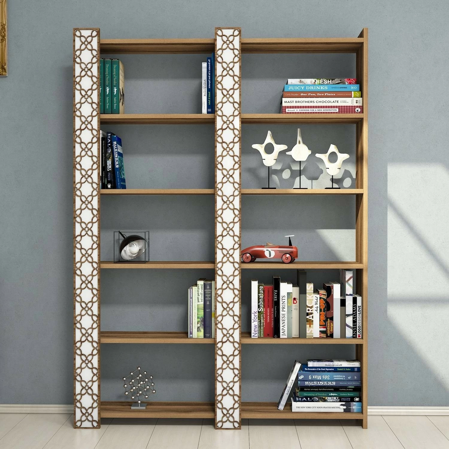 Raft librash Hanah Home City 2, ngjyrë arre dhe e bardhë