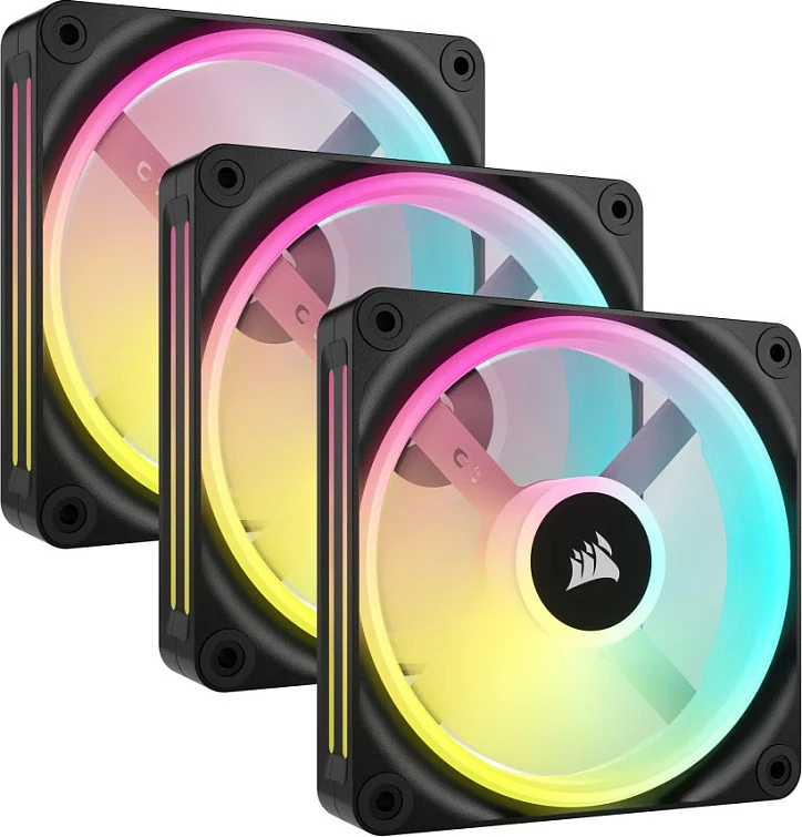 Ventilator për kasë Corsair 120mm PWM RGB, 3 copë, zi
