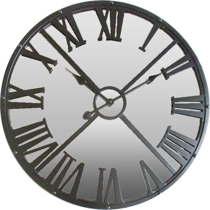 Orë muri me pasqyrë, metal antracit, 70x70x5cm