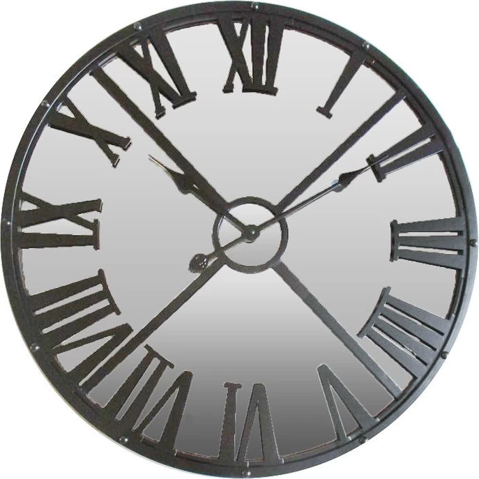 Orë muri me pasqyrë, metal antracit, 70x70x5cm