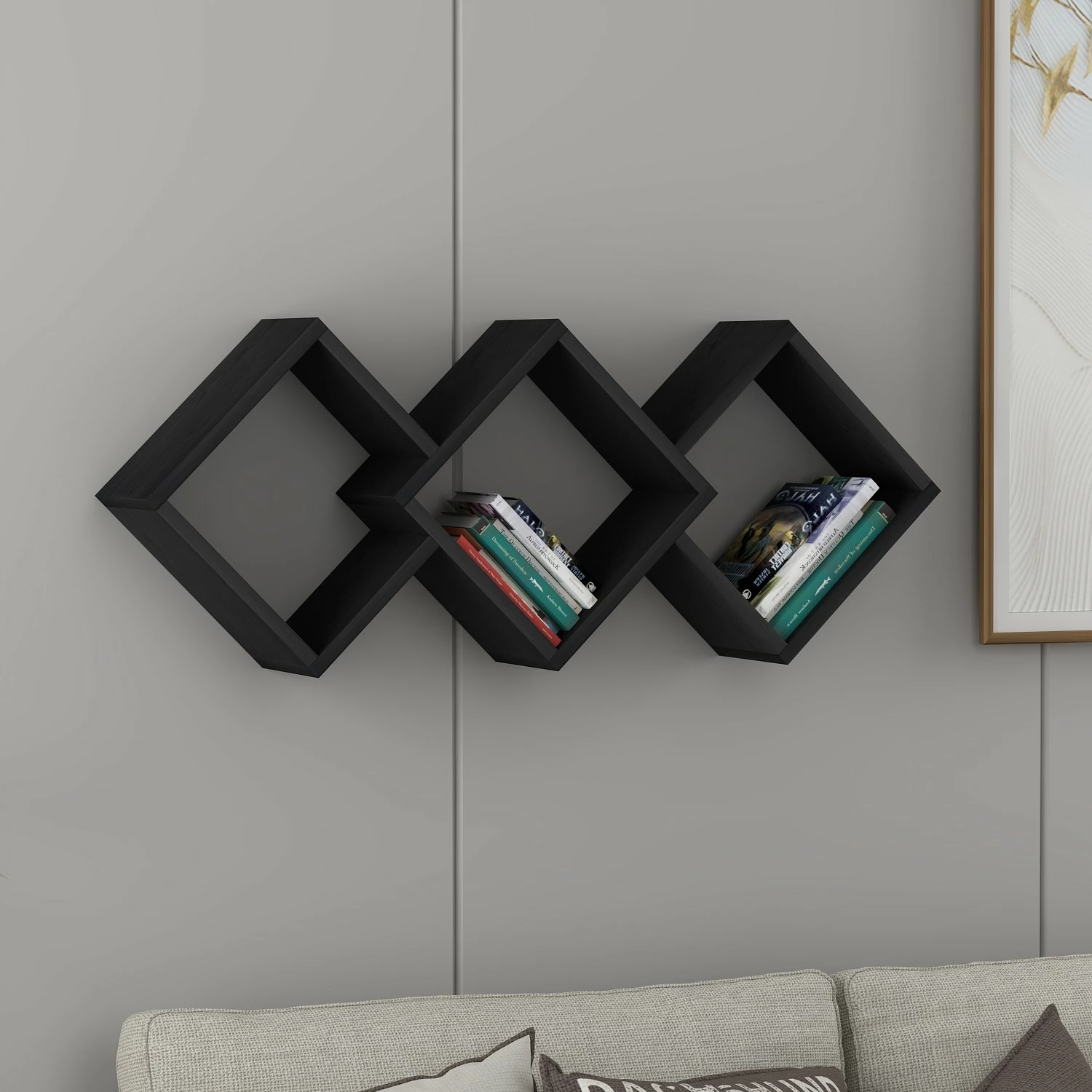 Raft muri Skye Decor, ngjyrë e zezë, Glaxy