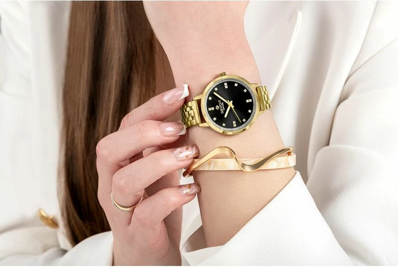 Orë dore për femra Giewont GW7370-B4, e zezë dhe e artë