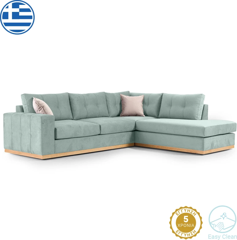 Kënd divani Boston këndi majtë, stof ciel-krem, 280x225x90cm