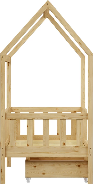 Krevat fëmijësh Montessori Bendina me sirtar dru pishe, ngjyrë natyrale, 70x140cm