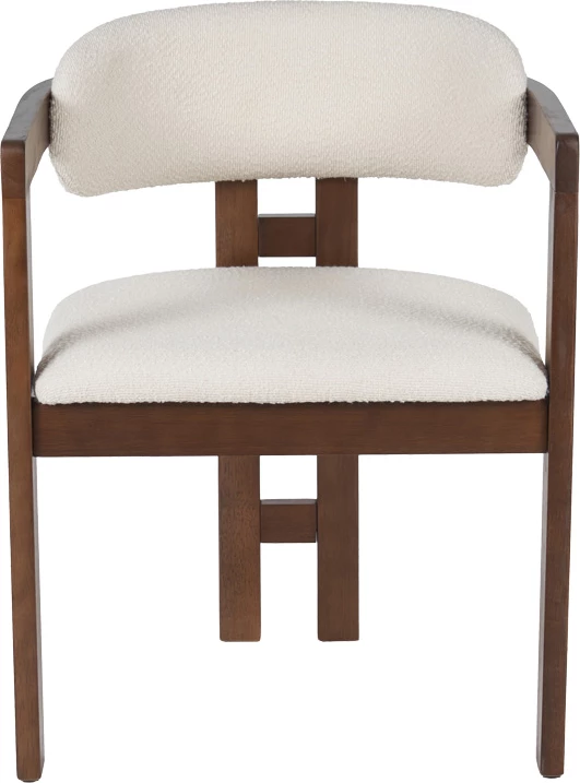 Set 2 karrige me mbështetëse, dru kauçuku, këmbë ngjyrë arre, material bezhë, 58.5x51x76cm