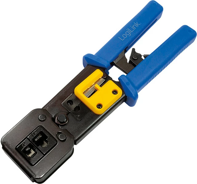 Pincë krimpimi LogiLink, Dual Modular 8/6P, Pass Through (EZ), me prerës, blu