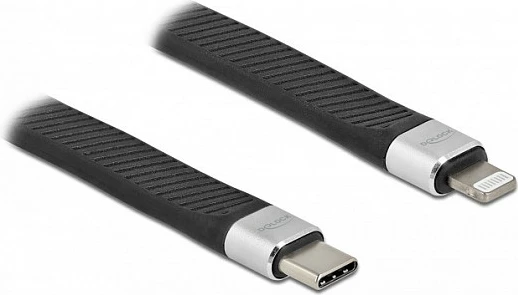 Kabëll DeLOCK USB-C në Lightning FPC 13 cm, 3A, i zi/argjendtë