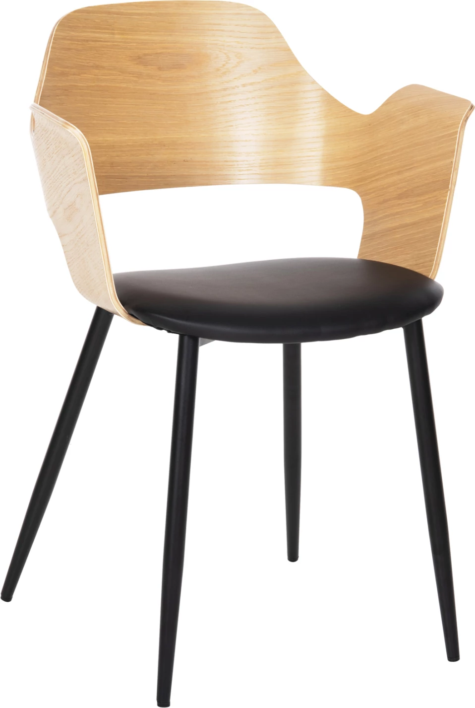 Karrige ngrënieje VELP FH9616.01 dru natyral-zi PU-këmbë metalike të zeza 55,5x50x79H cm., set prej 2 copë