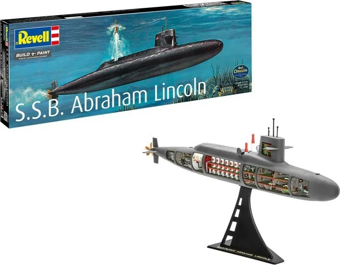 Model plastik anije nëndetëse Revell S.S.B. Abraham Lincoln, 1:253, 158 pjesë