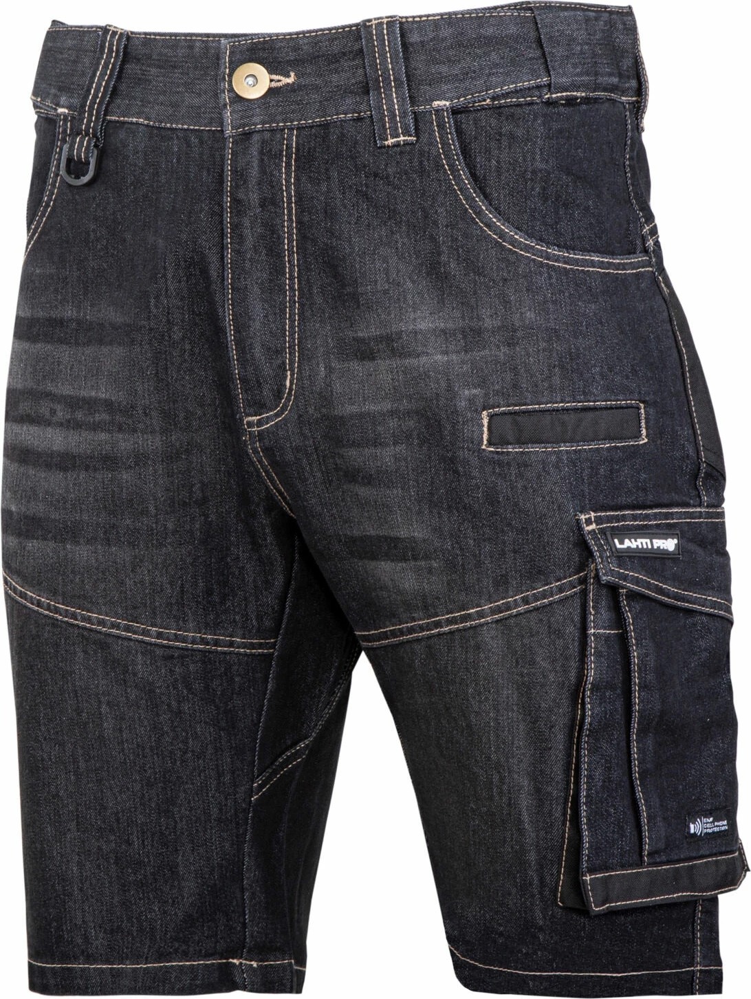 Shorce xhins, LAHTI PRO, L4070801, me zinxhir, 12 xhepa, slim fit, kaltër e errët