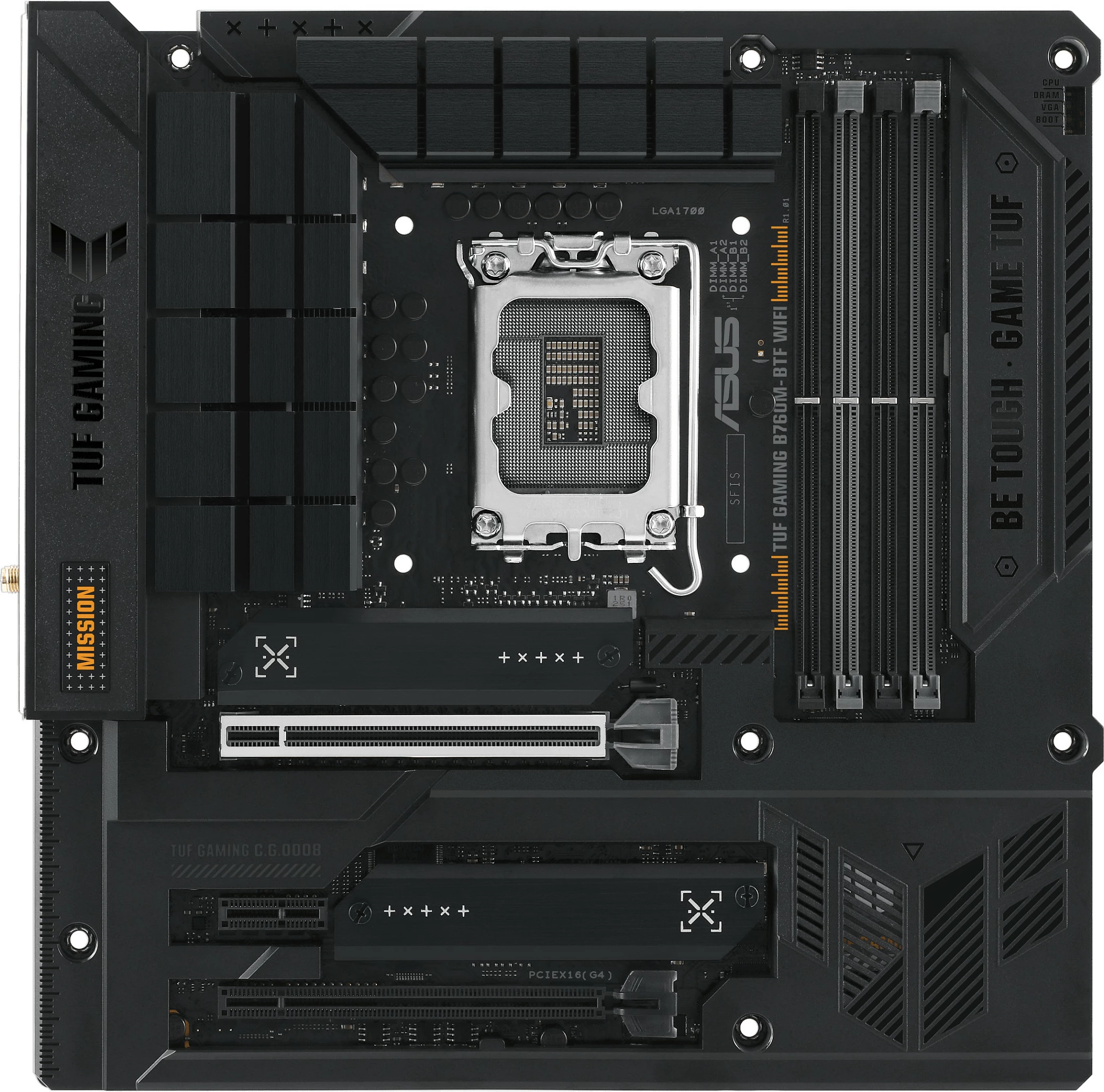 Pllakë amë ASUS TUF GAMING B760M-BTF WIFI, Intel, LGA 1700, DDR5, micro ATX