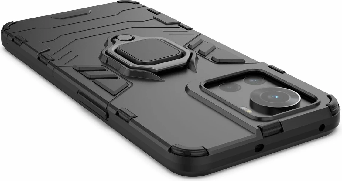 Mbështjellës Hurtel Ring Armor për OnePlus Ace, me dorezë magnetike, i zi