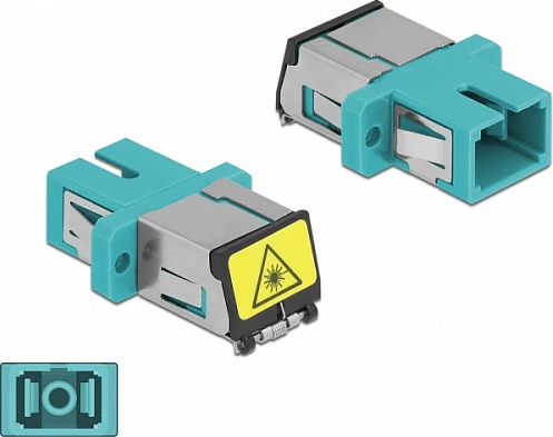 Adapter fibër optike DeLOCK SC/SC Simplex, femër-femër, multimode, me mbrojtje laser, aqua