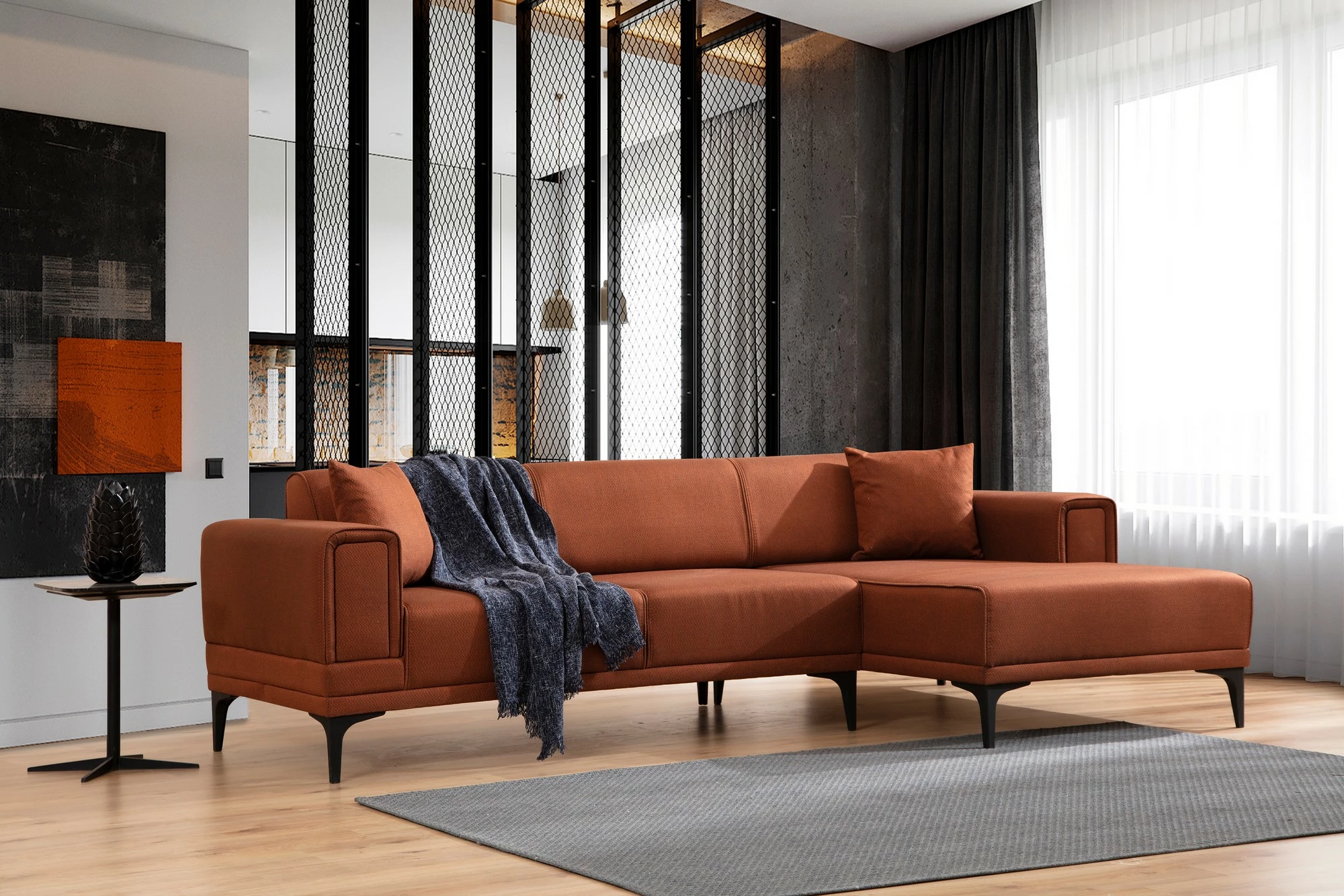 Kënd-sofë krevate Atelier del Sofa, Horizon, kënd i djathtë, ngjyrë e kuqe tjegulle