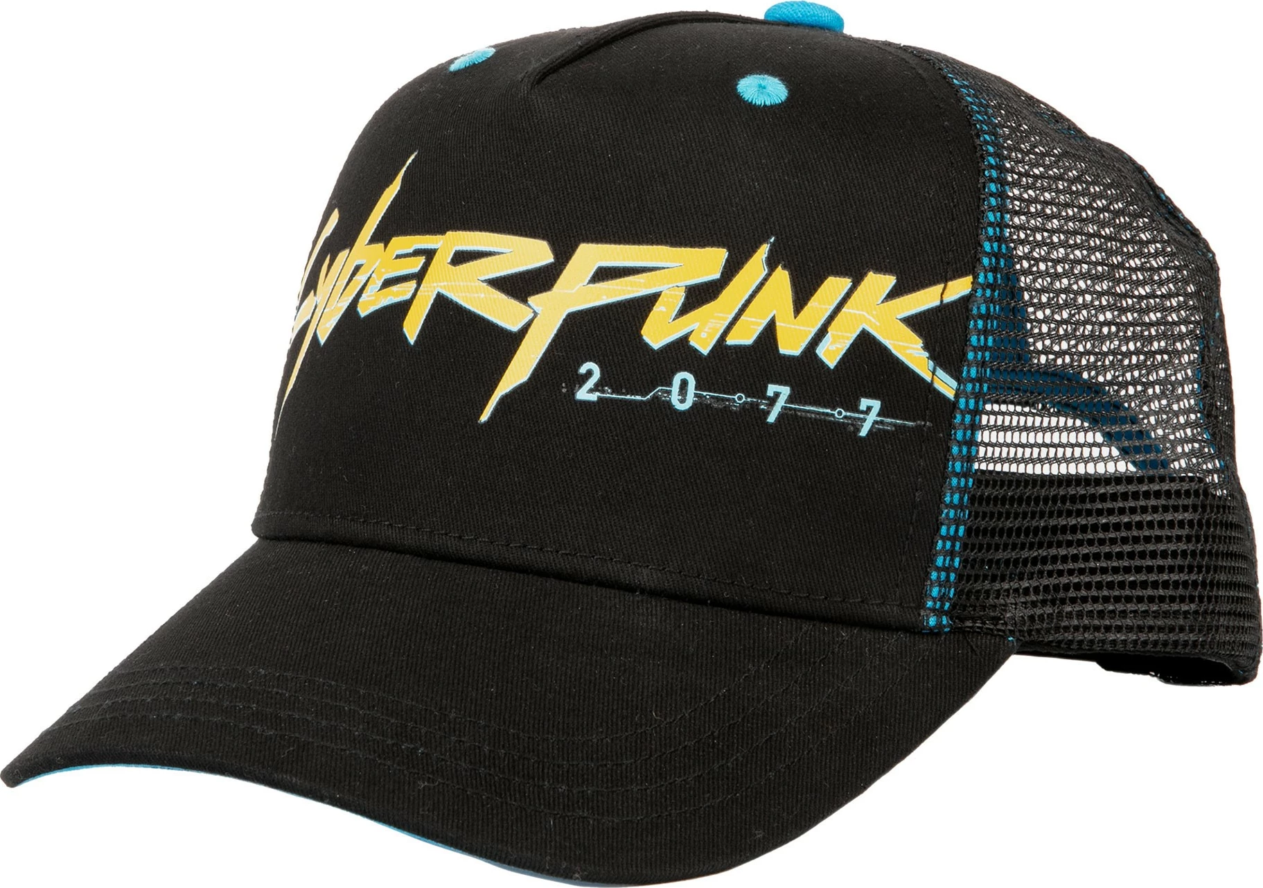 Kapelë trucker Jinx Cyberpunk 2077 Cyberpunker, me peak, e zezë/blu