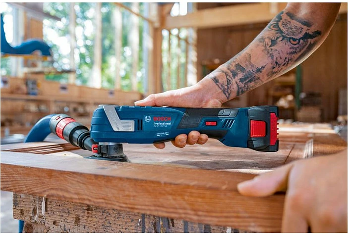 Vegël multifunksionale osciluese me bateri Bosch Professional GOP 18V-34 Solo, 18V, L-BOXX, blu/zi