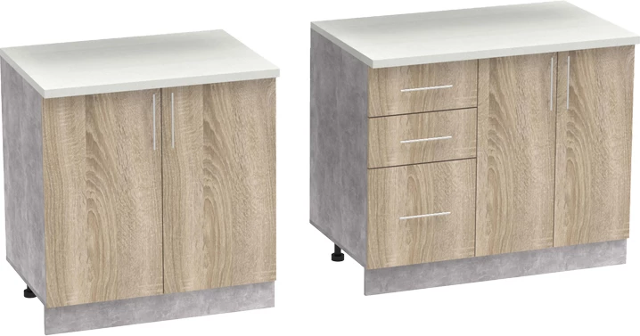 Njësi kuzhine Festa V melamine, ngjyrë sonoma dhe sipërfaqe pune ngjyrë gri e lehtë 160x60x85cm