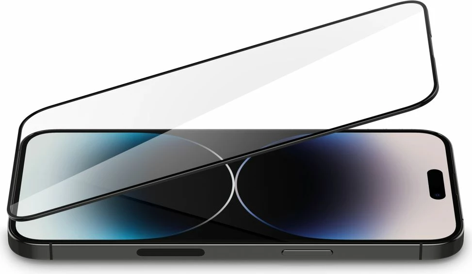 Xham mbrojtës Spigen Glass FC për iPhone 14 Pro Max, Zi