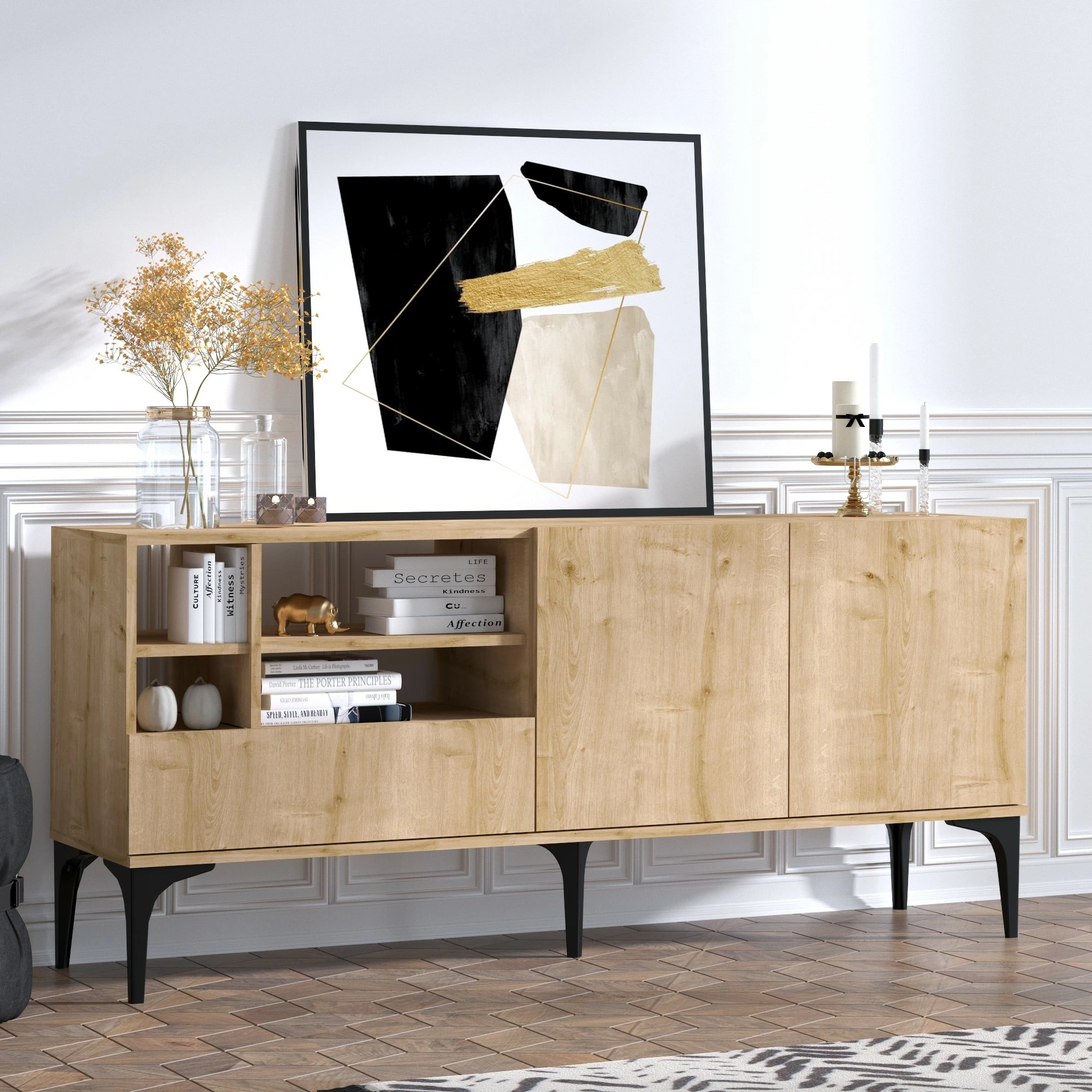 Komodë TV Hanah Home, Orela, ngjyrë lisi