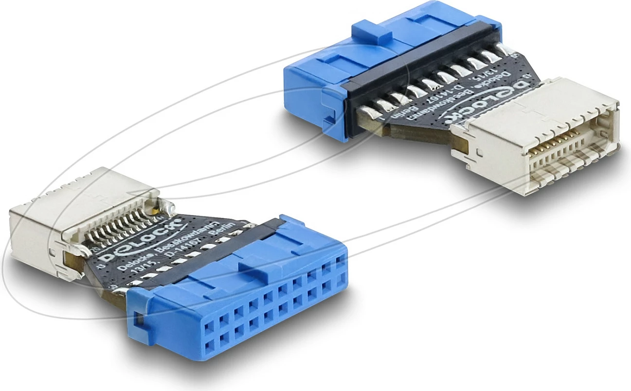 Adapter USB DeLOCK 20-pin në USB Type-E Key B, 5 Gbps, blu