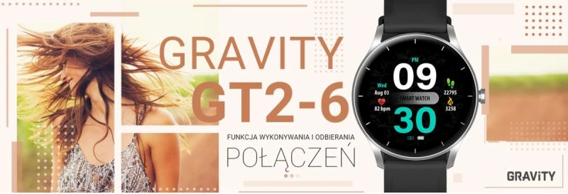 Smartwatch Gravity për femra, zi-e argjendtë