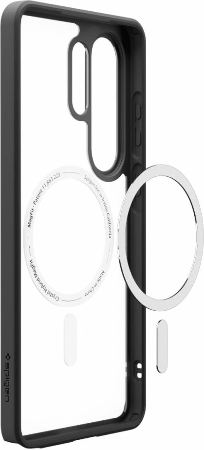 Mbështjellës Spigen Ultra Hybrid MagSafe për Samsung Galaxy S26 Ultra, dizajn hibrid TPU+PC, kompatibil me MagSafe, transparent i zi (Clear Black), 1 copë