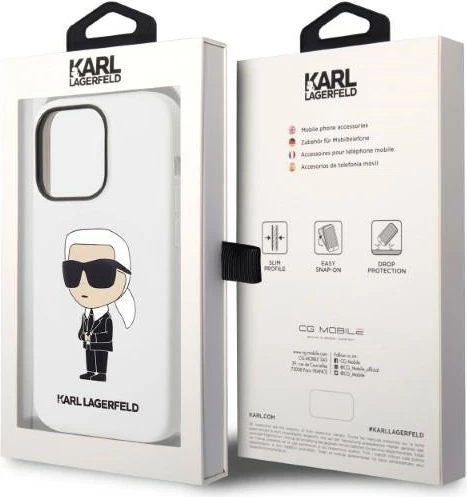 Mbështjellës Karl Lagerfeld Silicone Ikonik për iPhone 14 Pro Max, Bardhë