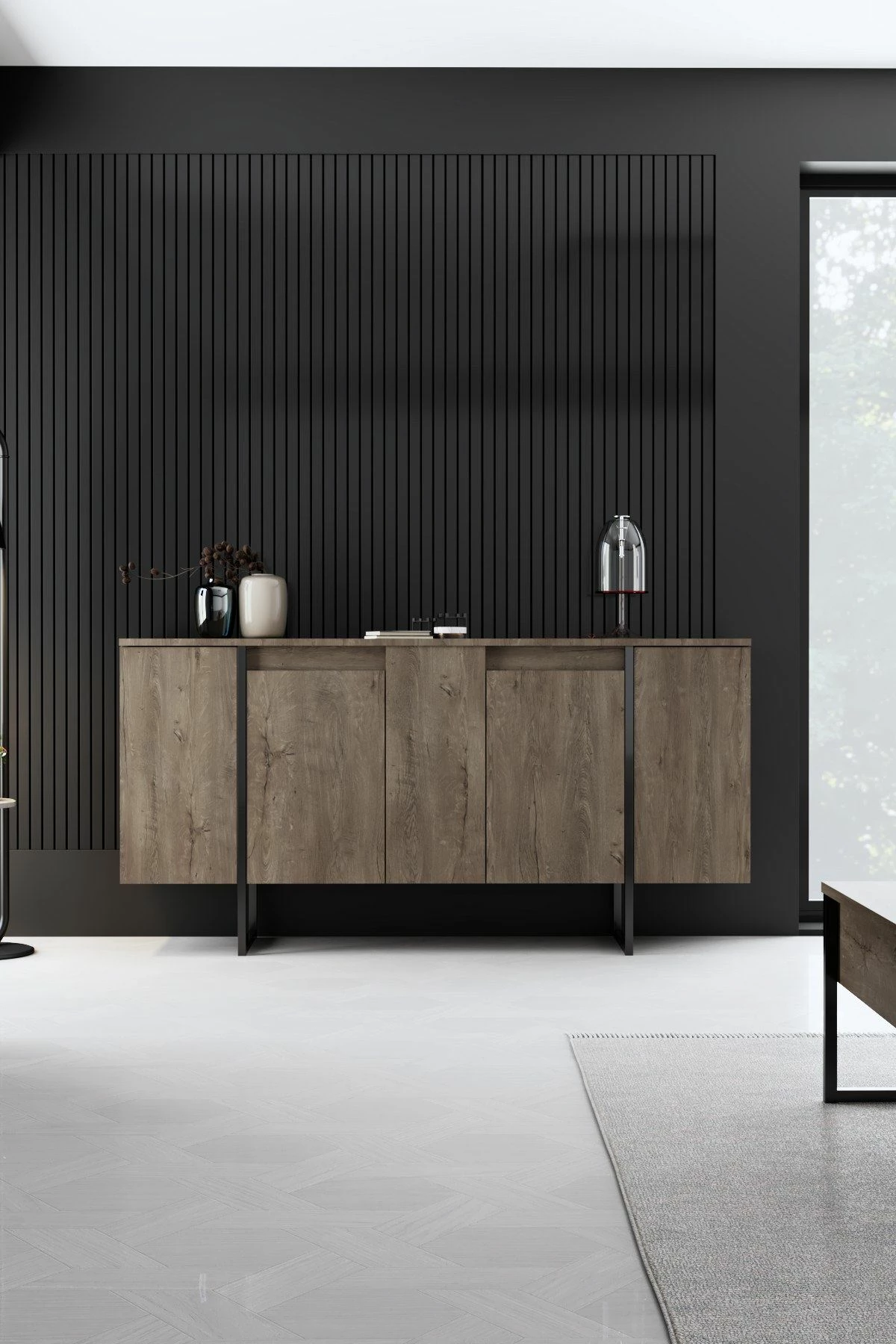 Konsolë Hanah Home Luxe, ngjyrë arre dhe e zezë