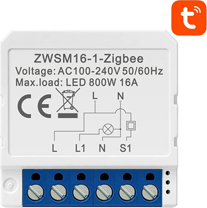 Switch i mençur Avatto ZWSM16-W1, ZigBee, 1 kanal, i bardhë