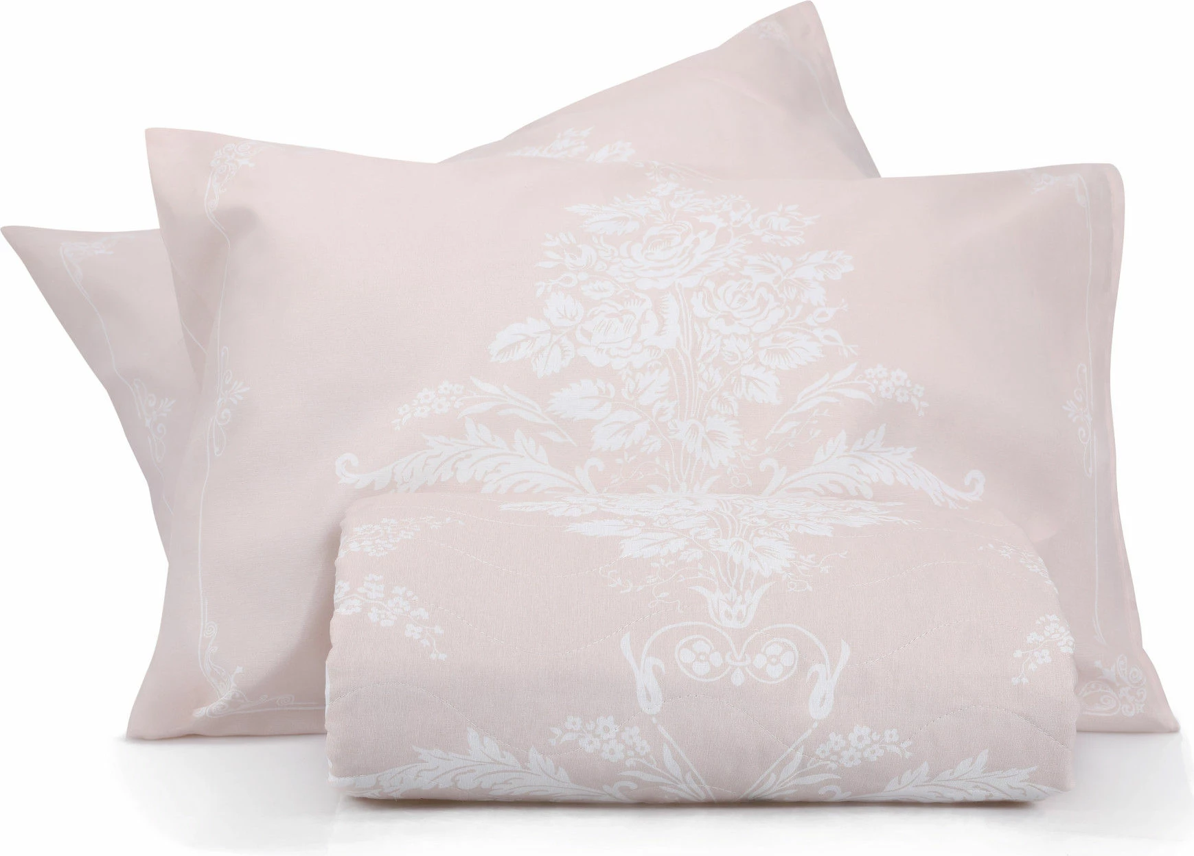 Set mbulesë krevati e qepur, king size, ngjyrë mink dhe e bardhë, L'essentiel