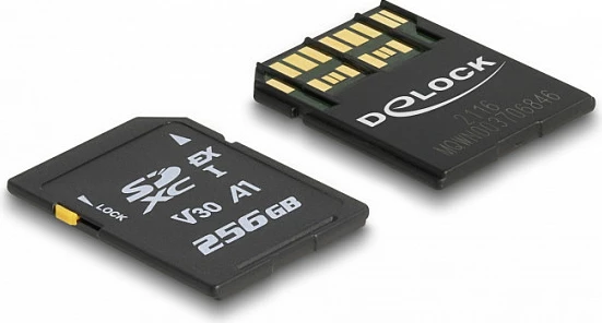 Kartelë memorie SD Express DeLOCK 256GB, UHS-I U3 V30, 858/804 MB/s, e zezë