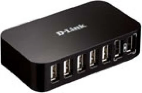 USB hub, D-Link, DUB-H7, 7 porta USB 2.0 me 2 porta karikimi të shpejtë 1.2A, i zi