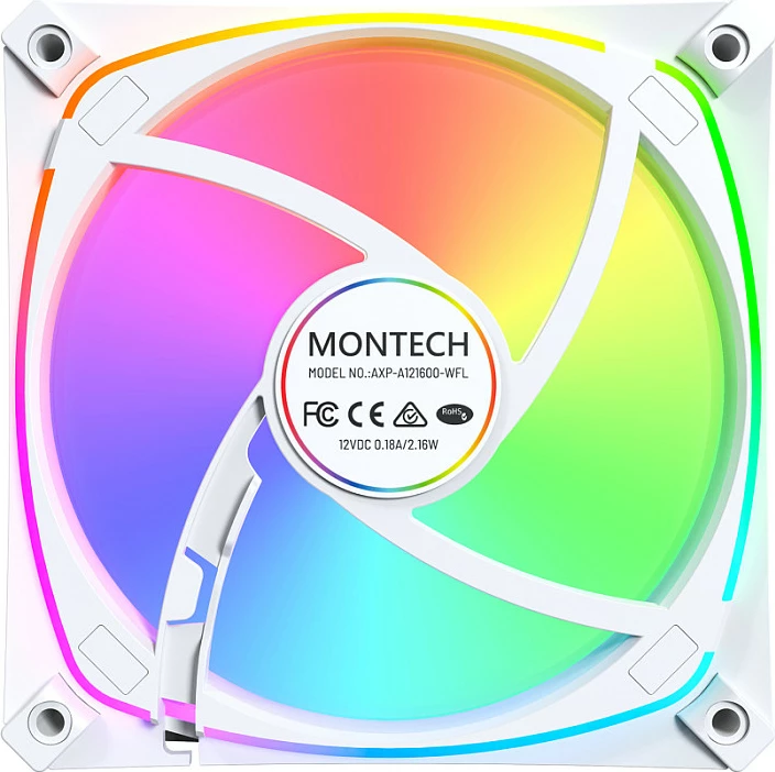 Ventilator për kasë Montech AX120 Pro 120mm, RGB, i bardhë