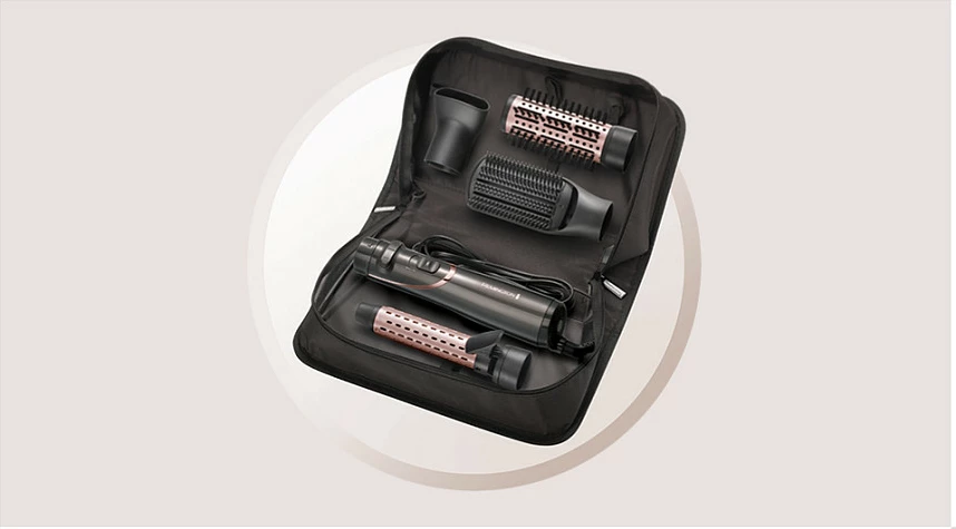 Furçë me ajër të nxehtë Remington AS8606, 800W, rrotulluese, e zezë/rose gold