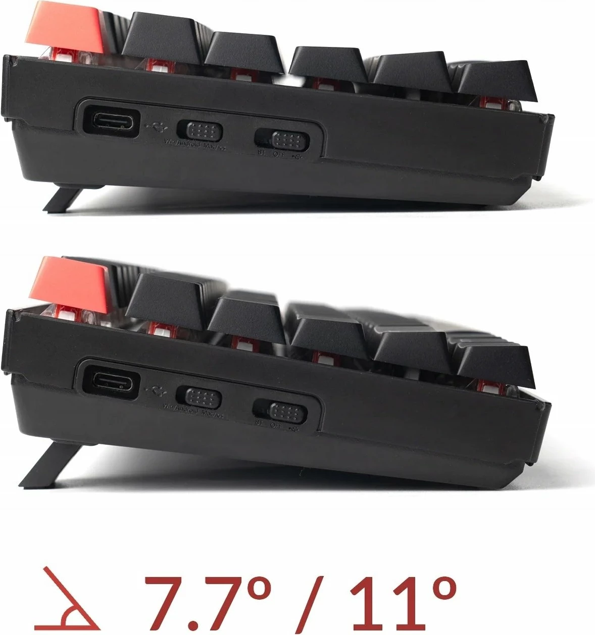 Tastierë mekanike Keychron K8 QMK (Version 2) TKL, Wireless Bluetooth 5.2/USB-C, RGB, Hot-swappable, Super Brown, PBT, kornizë alumini, US INTL, e zezë