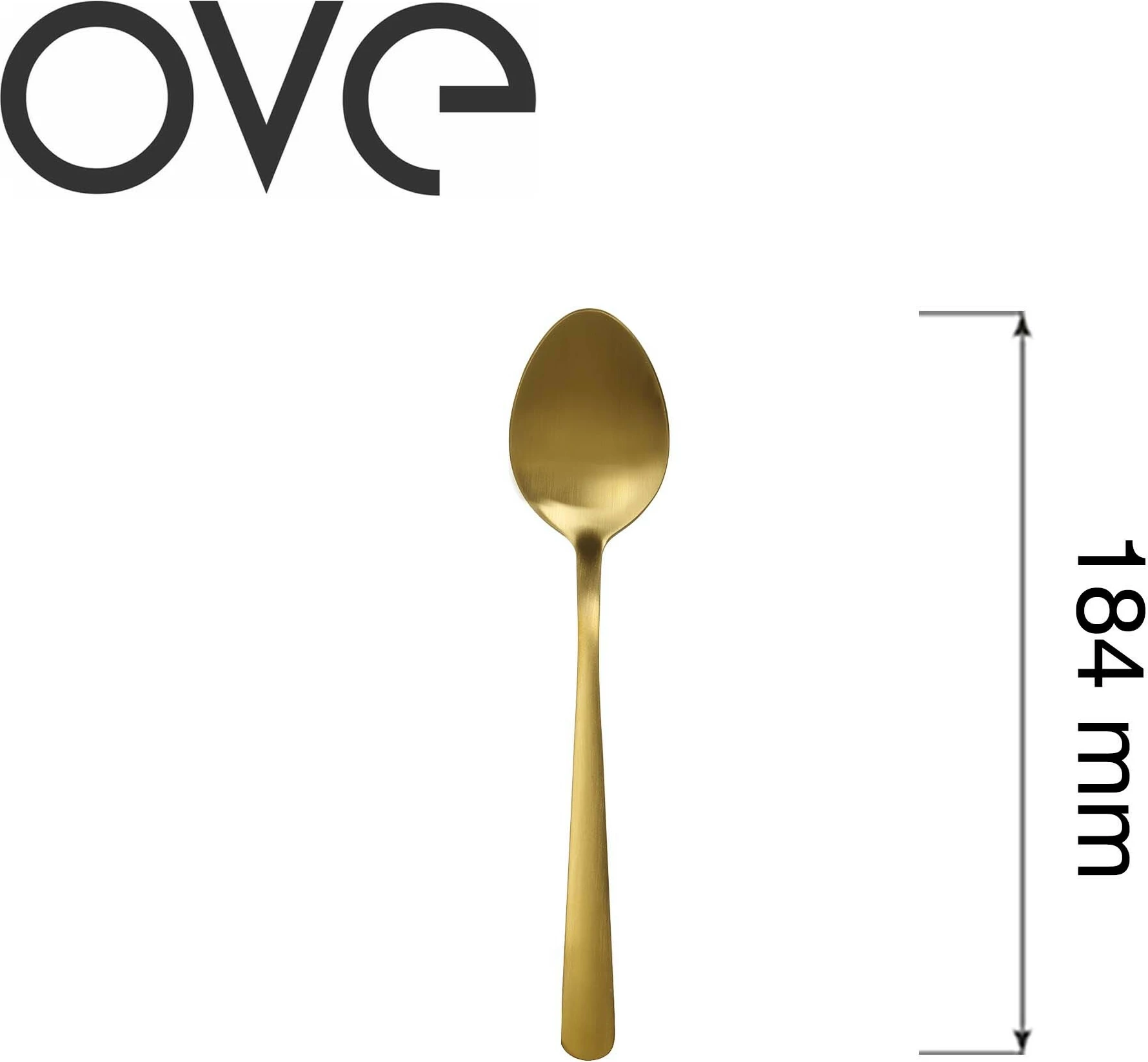 Lugë ëmbëlsire OVE Fjord Gold 184 mm, set 12 copë, ngjyrë e artë