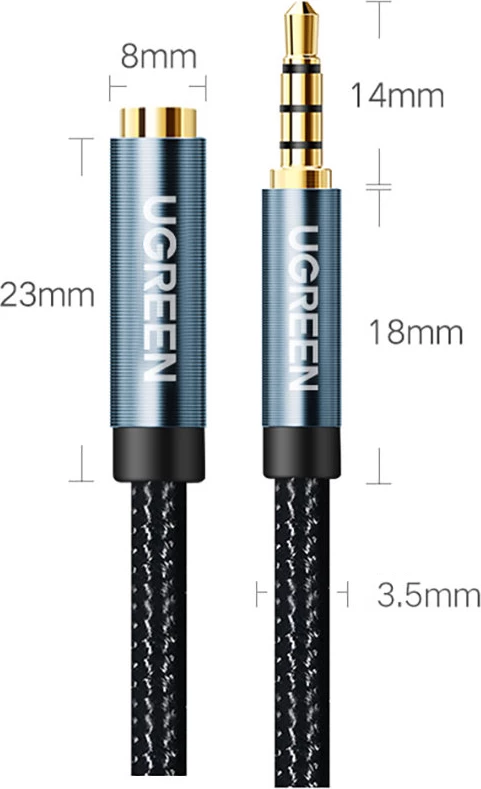 Kabllo zgjatuese AUX Ugreen AV118, 0.5m, mini jack 3.5mm, Blu
