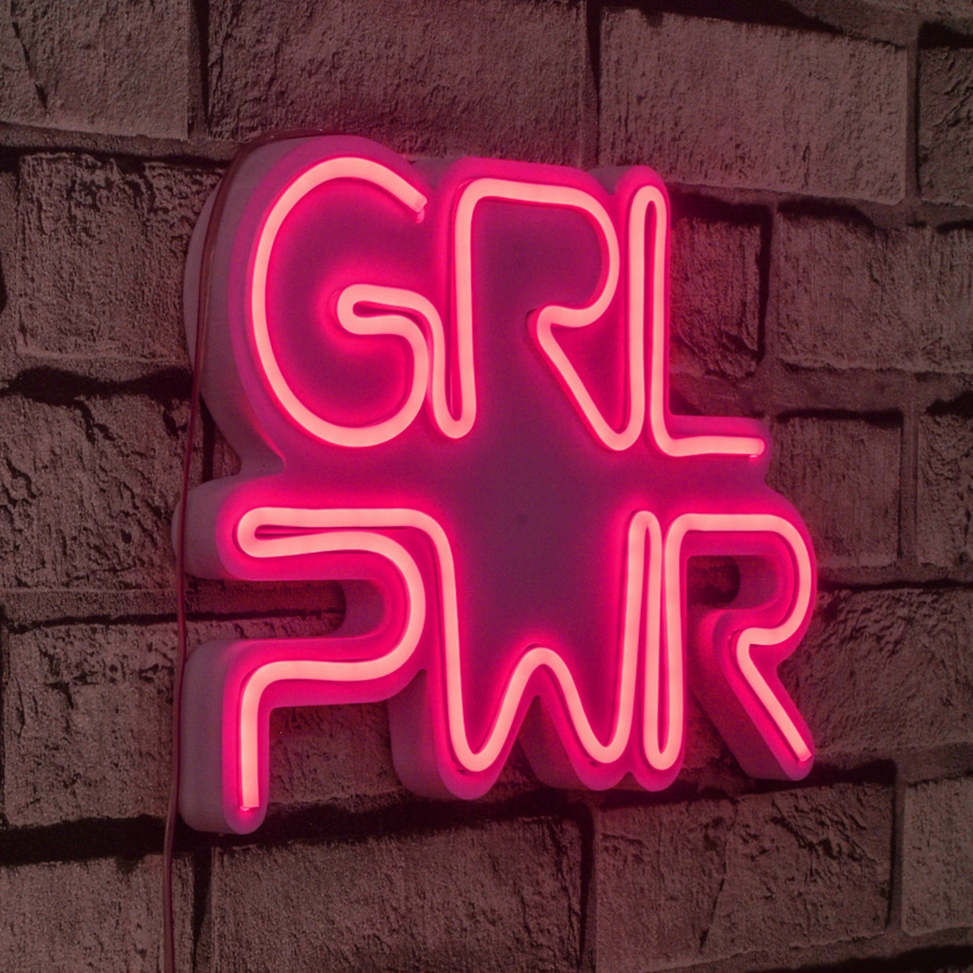 Dekor dritash LED plastike, Girl Power, rozë