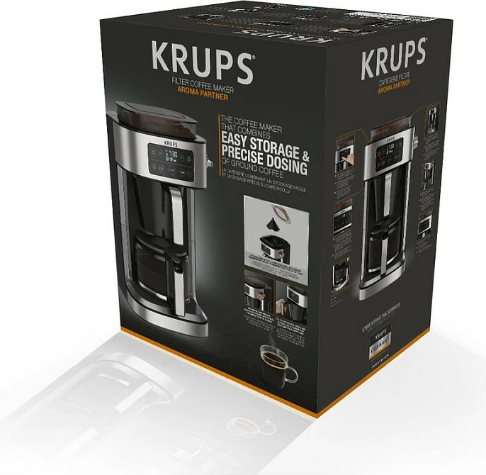 Aparat kafeje Krups KM 760D Aroma, drip, 2-10 filxhana, 1.25 L, i zi/argjend