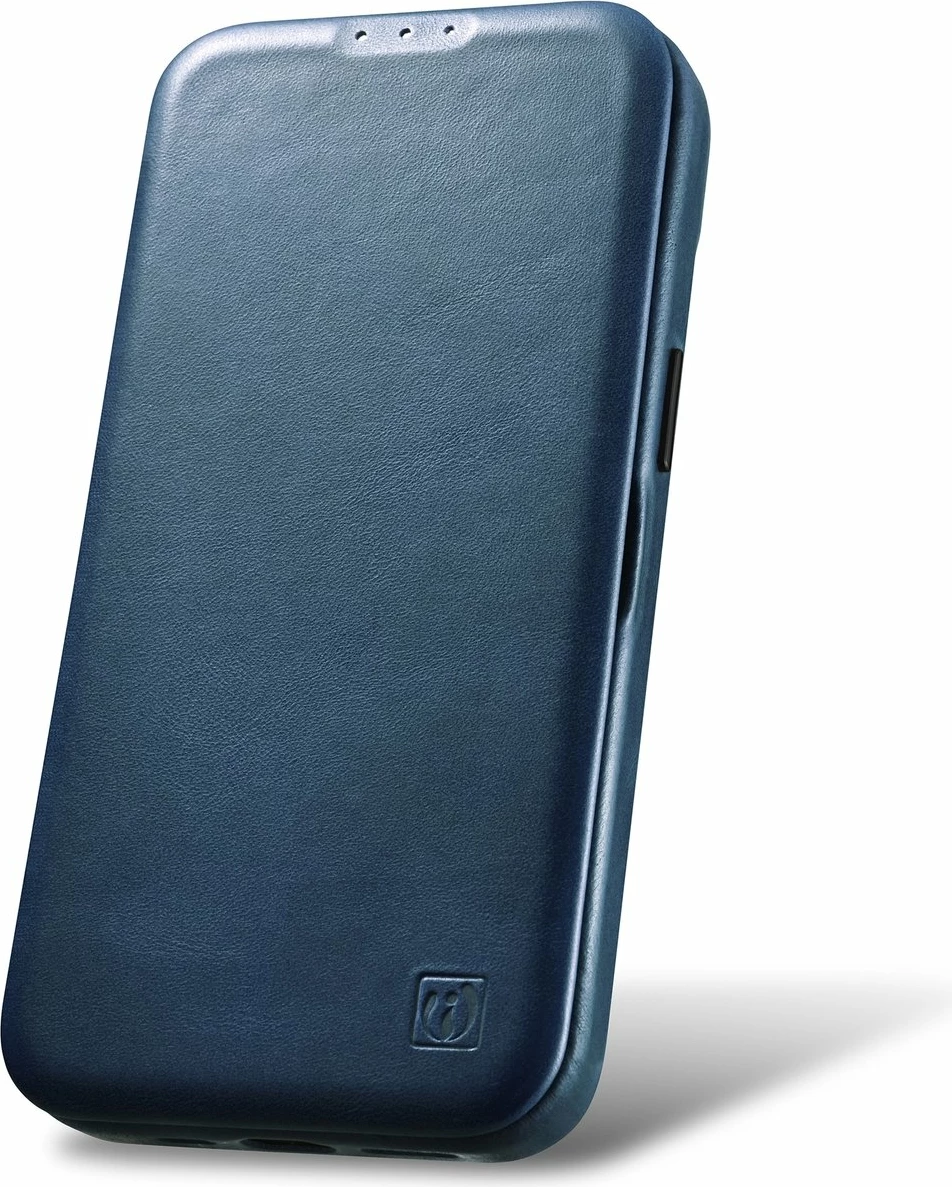Mbështjellës iCarer Oil Wax Premium Leather Folio për iPhone 14 Pro Max, MagSafe, Kaltër