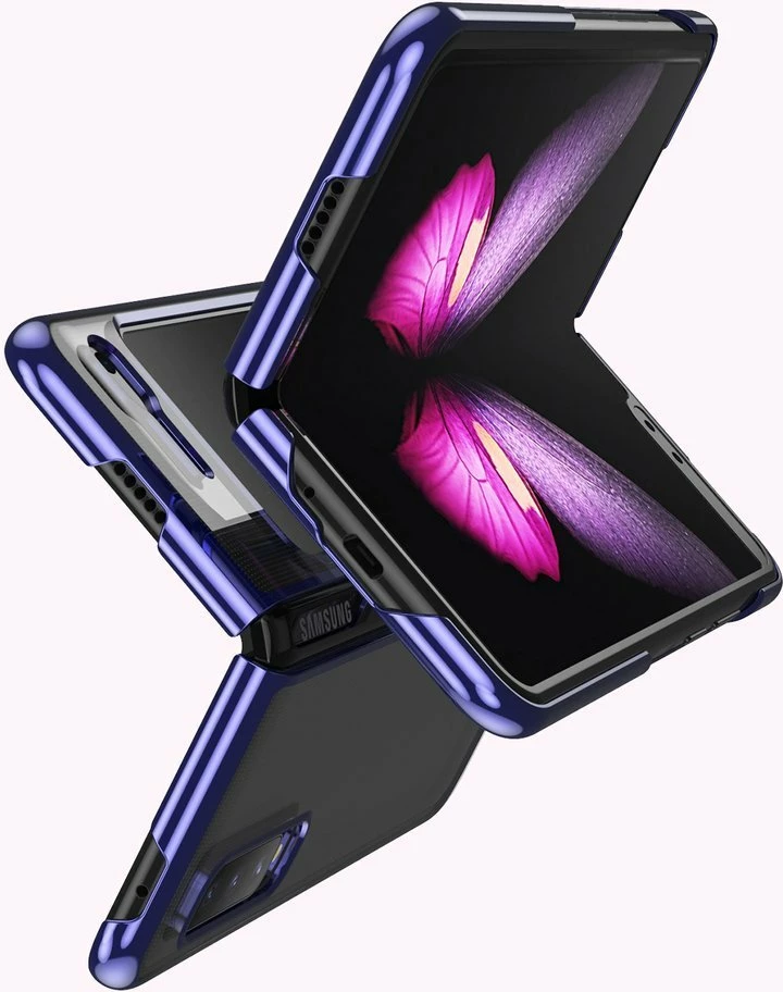 Mbështjellës Hurtel për Samsung Galaxy Fold, hard case, ultraihollë, kornizë elektroplating, Blu