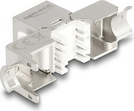 Modul Keystone DeLOCK RJ45 në LSA Cat6A Slim, toolless, argjendtë/bardhë